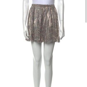 Isabel Marant Pleated Floral Mini Skirt in Silver and Pink